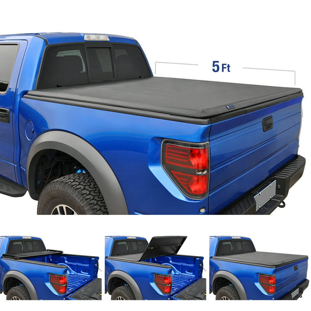 Tyger Auto T3 Soft Tri-Fold Truck Bed Tonneau Cover for 2005-2015 Toyota Tacoma Fleetside 5' Bed TG-BC3T1030,Black 